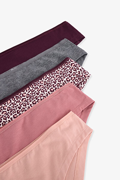 Penti Leopard and Floral Pattern Low Waist 5-Piece Hipster Panties