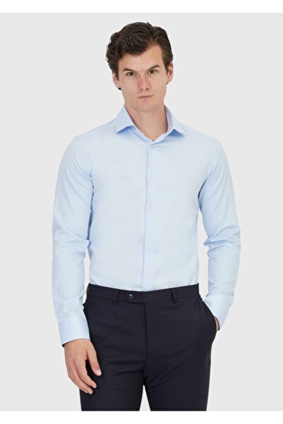 Ramsey Тъмносиня, обикновена, с прилепнала кройка, класическа, 100% памучна риза