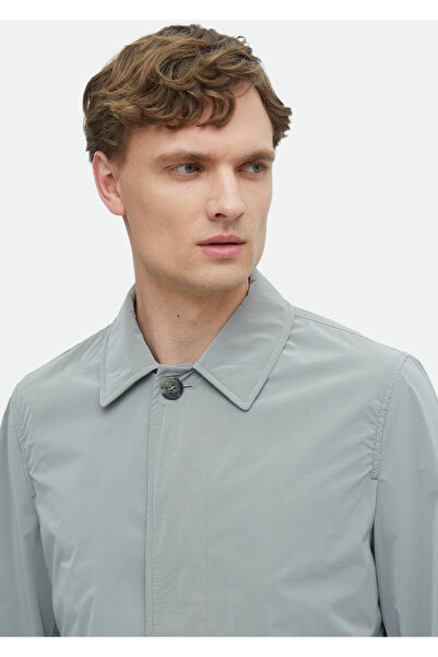 Ramsey Gray Regular Fit Shirt Collar Casual Woven Overcoat