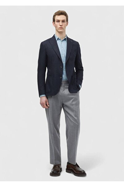 Ramsey Μπουφάν με ρίγες Navy Blue Zeroweight Slim Fit με μάλλινο μείγμα