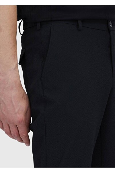 Ramsey Μαύρο ίσιο υφαντό παντελόνι Jogging Fit Casual