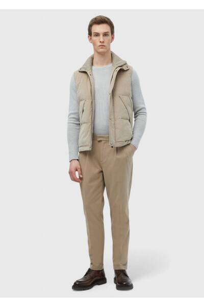 Ramsey Camel Hair Straight Woven Carrot Fit Casual βαμβακερό παντελόνι