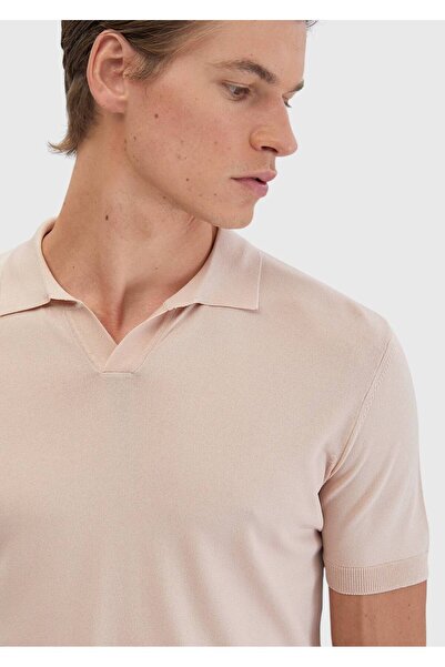 Ramsey Πλεκτό πλεκτό ροζ πόλο με λαιμόκοψη