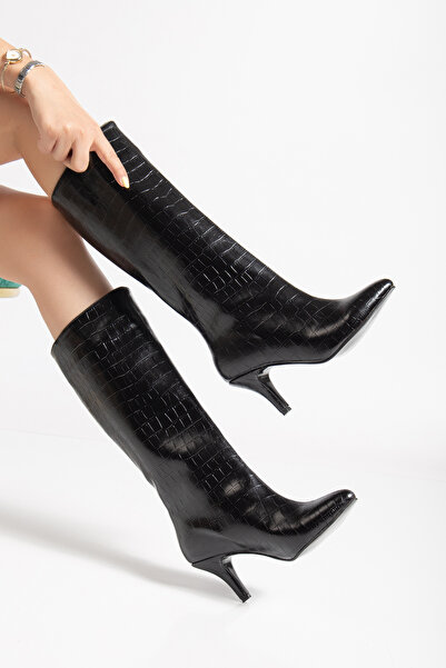Exello Toc de 5 cm de damă, crocodil negru
