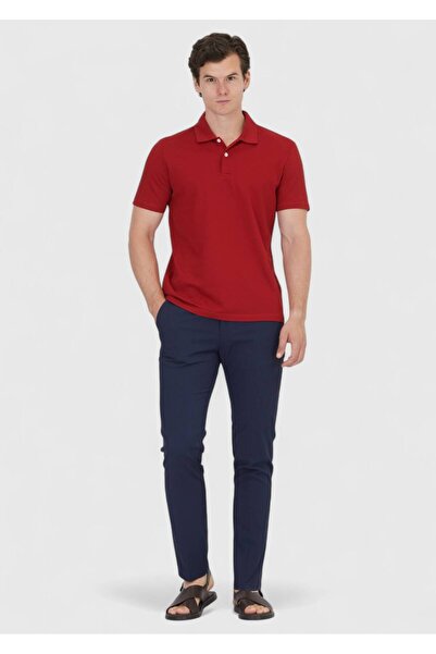 Ramsey Κόκκινο μονόχρωμο μπλουζάκι με γιακά πόλο 100% βαμβάκι