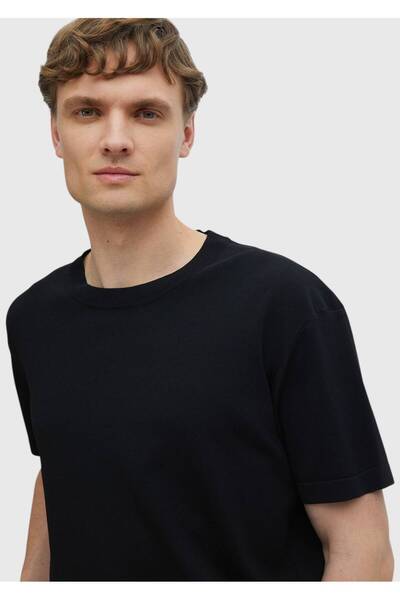 Ramsey Μαύρο πλεκτό πουλόβερ με λαιμόκοψη Crew