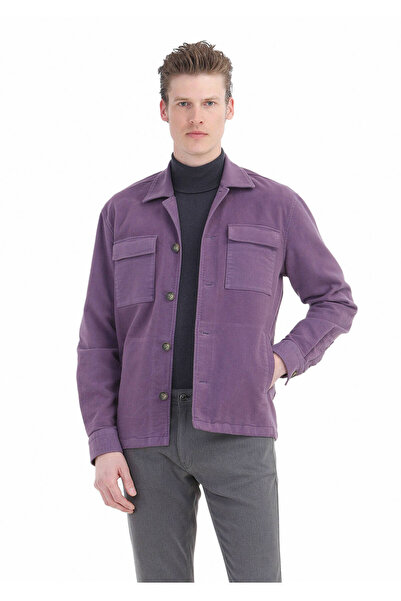 Ramsey Purple Full Turtleneck Jacquard Wool Blend Sweater
