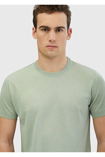 Ramsey Відкритий зелений велосипедний комір Плоский трикотаж з додаванням льону