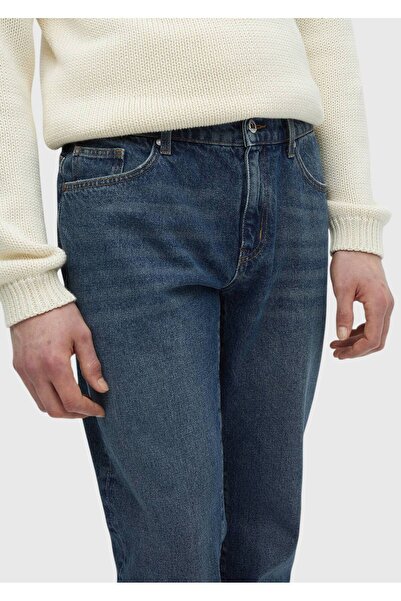 Ramsey Navy Blue Straight Regular Fit Denim 100% Cotton Trousers