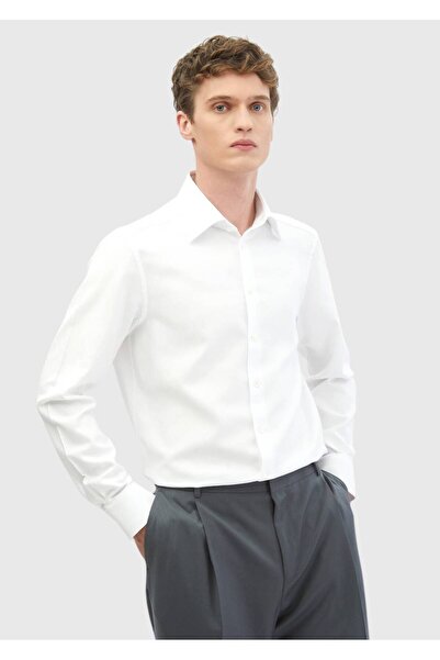 Ramsey Біла сорочка з класичним кроєм, з 100% бавовни, з білим візерунком