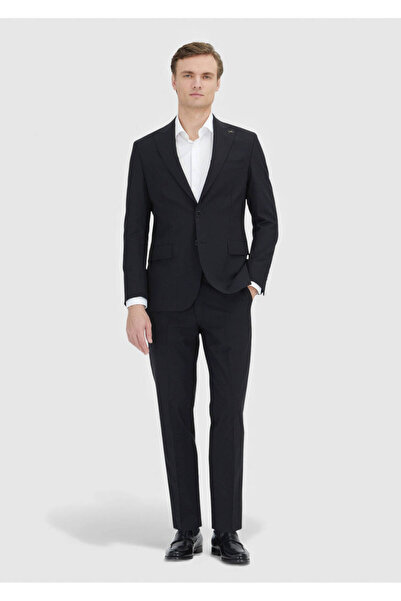 Ramsey Black Plain Wool Blended Suit