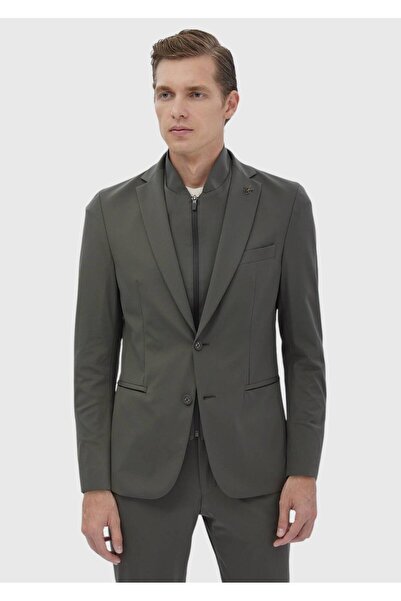 Ramsey Haki Düz Comfort Fit Örme Takım Elbise