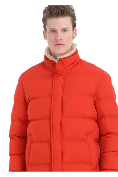 Ramsey Orange Regular Fit Shirt Collar Casual Woven Coat