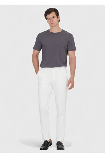 Ramsey Παντελόνι Casual Πλεκτό Εκρού ίσιο και άνετο