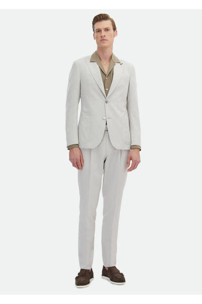 Ramsey Beige Slim Fit Zeroweight Cotton Blend Suit