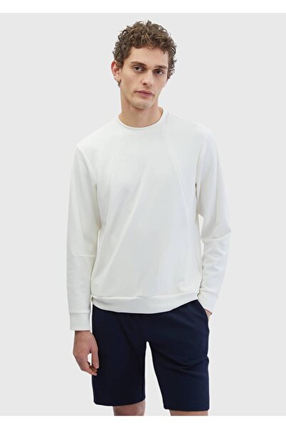 Ramsey Ecru Crew Neck Plain Sweatshirt