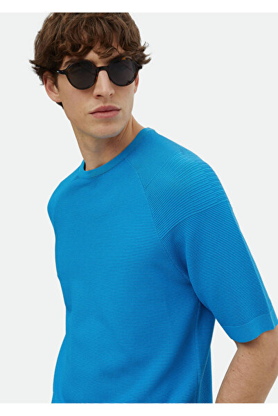 Ramsey Πλεκτό με λαιμόκοψη τιρκουάζ ζακάρ