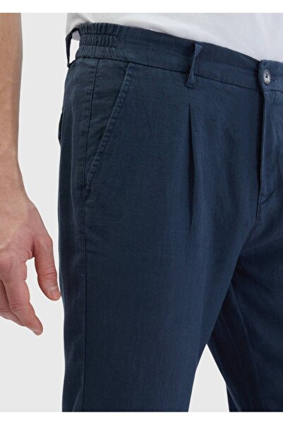 Ramsey Anthracite Plain Woven Jogging Fit Casual 100% Linen Trousers