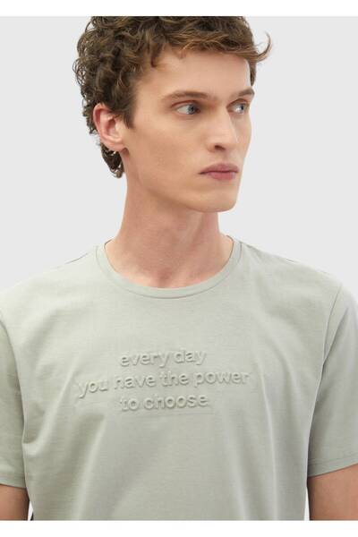 Ramsey Light Gray Printed Crew Neck 100% Cotton T-Shirt