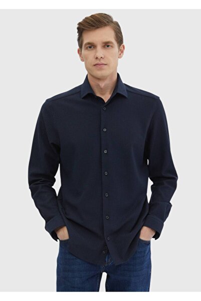 Ramsey Cămașă casual 100% bumbac cu dungi bleumarin