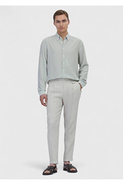 Ramsey Ανοιχτό πράσινο ριγέ Casual Fit υφαντό πουκάμισο casual