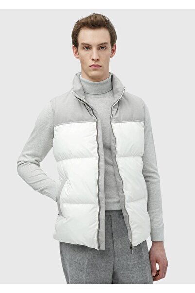 Ramsey Beyaz Regular Fit Dik Yaka Casual Dokuma Spor Yelek