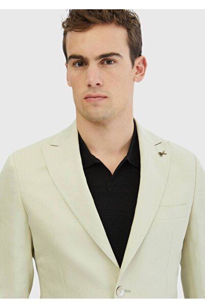 Ramsey Beige Plain Zeroweight Slim Fit 100% Linen Suit