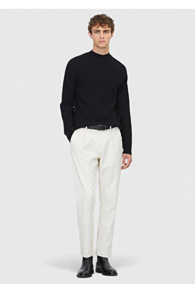 Ramsey Black Half Turtleneck Ribbed Knitwear Sweater