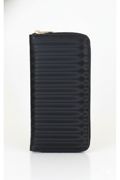 TwinsAccessories Fermuarlı Telefon Bölmeli Siyah Kadın Cüzdanı