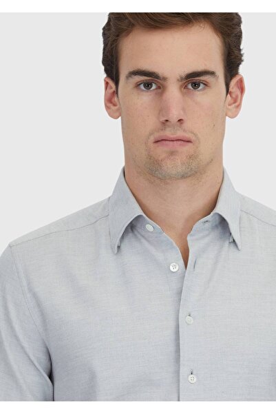 Ramsey Πουκάμισο από 100% βαμβάκι με ανοιχτό γκρι σχέδιο Casual Fit Woven Casual