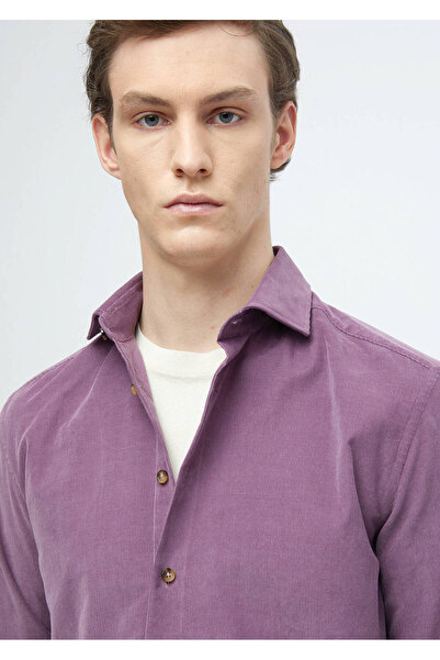 Ramsey Πουκάμισο Lilac Plain Casual Fit Woven Velvet Casual 100% βαμβάκι
