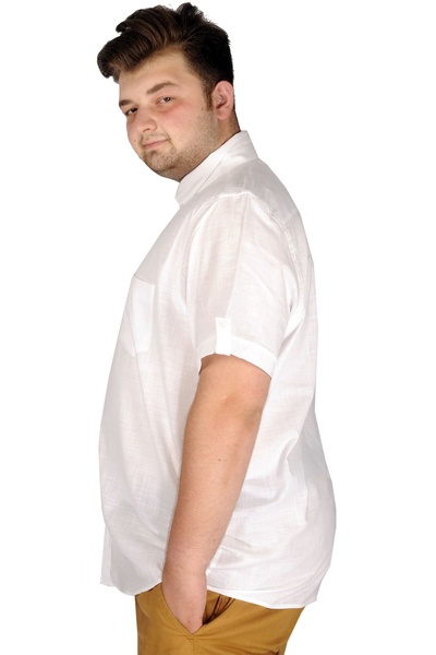 ModeXL Mode Xl Plus Size Linen Lycra Shirt with Pockets 20389