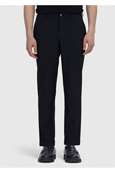 Ramsey Μαύρο ίσιο υφαντό παντελόνι Jogging Fit Casual