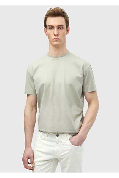 Ramsey Bej Düz Bisiklet Yaka %100 Pamuk T-Shirt