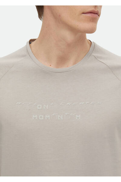 Ramsey Crew Neck Light Gray Printed 100% Cotton T-Shirt