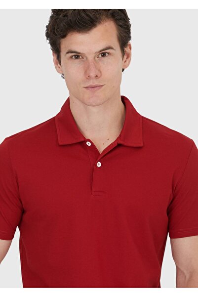 Ramsey Κόκκινο μονόχρωμο μπλουζάκι με γιακά πόλο 100% βαμβάκι