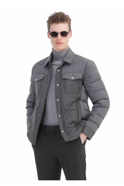 Ramsey Gray Full Turtleneck Plain Knitted Sweater