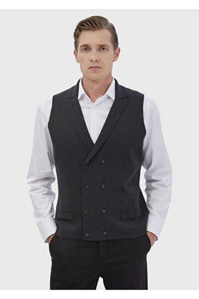 Ramsey Anthracite Plain Knitted Knitwear Vest
