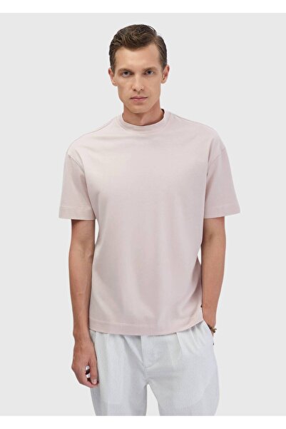 Ramsey Μπλουζάκι Pink Plain Crew Neck 100% βαμβάκι