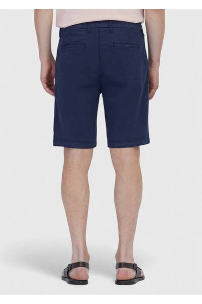 Ramsey Navy Blue Plain Woven Regular Fit Casual Cotton Blended Bermuda