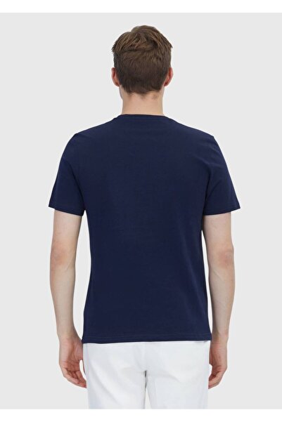 Ramsey Μπλουζάκι Navy Blue Plain Crew Neck 100% βαμβακερό