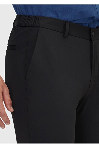 Ramsey Μαύρο ίσιο πλεκτό παντελόνι Jogging Fit Casual