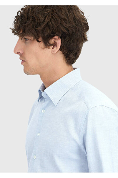 Ramsey Πουκάμισο Casual Fit με μπλε σχέδιο, υφαντό casual πουκάμισο από 100% βαμβάκι