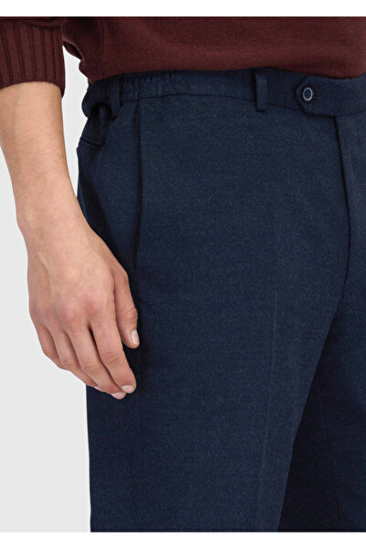 Ramsey Navy Blue Plain Woven Modern Fit Casual Trousers
