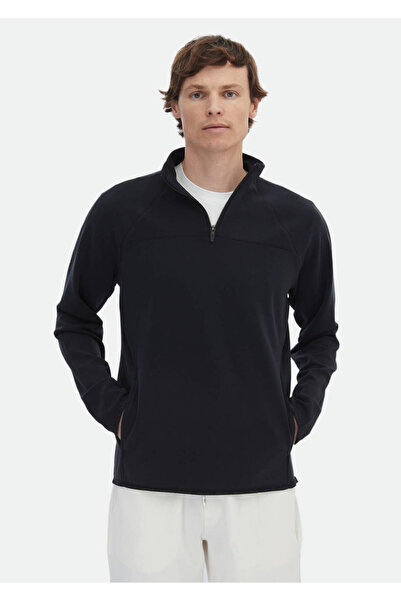Ramsey High Collar Black Sweatshirt