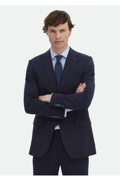 Ramsey Navy Blue Slim Fit Wool Blended Suit - Micro Thin&Taller