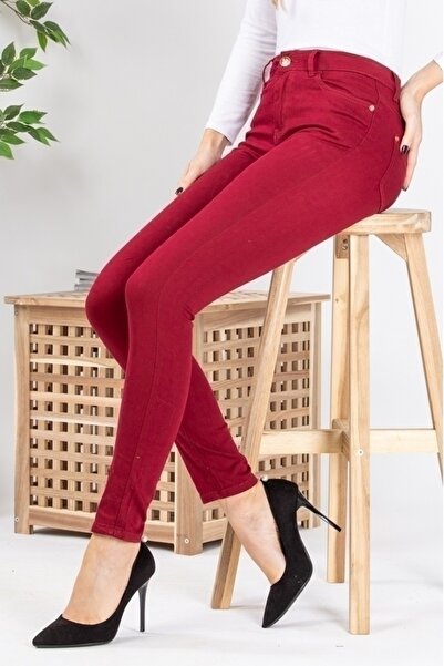 Gosse Women's Simple Burgundy Jeans