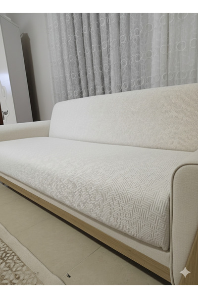 PETEKHOME Kaymaz Gofre Kaşmir Lastıkli Koltuk Örtüsü RENK AÇIK KREM