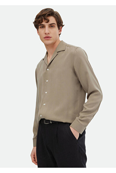 Ramsey Κλασικό πουκάμισο σε ίσια κοπή σε χρώμα άμμου