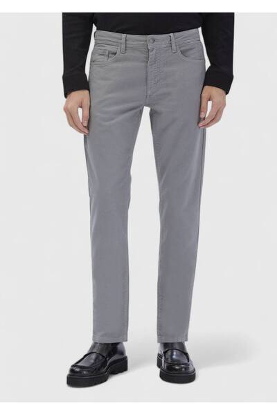 Ramsey Γκρι ίσιο υφαντό παντελόνι με λεπτή εφαρμογή casual βαμβακερό μείγμα